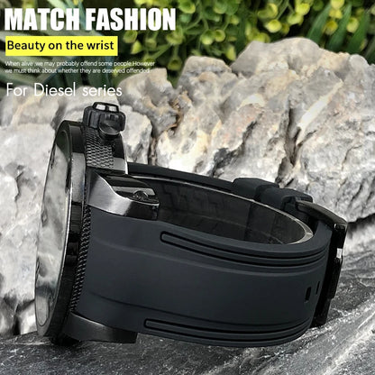 Bracelet de montre en caoutchouc à extrémités courbes de haute qualité, 24mm, pour DIESEL ON 57mm, surdimensionné, DZ7395, DZ7396, DZ7370, DZ7333, bracelet de montre pour hommes