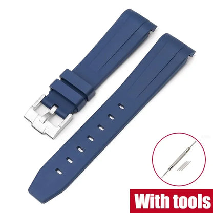 FKM Fluororubber Watch Strap for Rolex for Omega x Swatch MoonSwatch 20mm Curved End Waterproof Sport Replace Watch Band