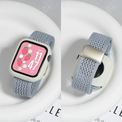 Cinturino e cassa in silicone Candy per Apple Watch, compatibile con le misure 46mm, 49mm, 44mm, 42mm, 41mm, 40mm, 38mm, SE, 10, 9, 6, 5, Ultra 2, cinturino in nylon iwatch + cassa