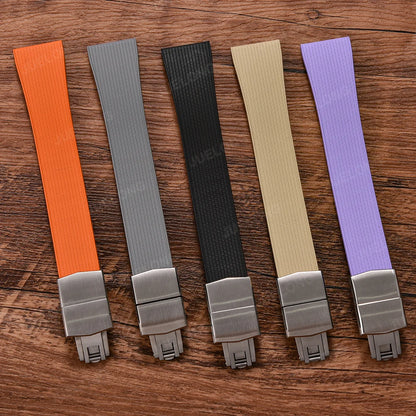 Delugs 20mm FKM Rubber CTS Watch Straps with Butterfly Buckle 4 Colors, Unique Texture, Quick Release for Brand Watches
