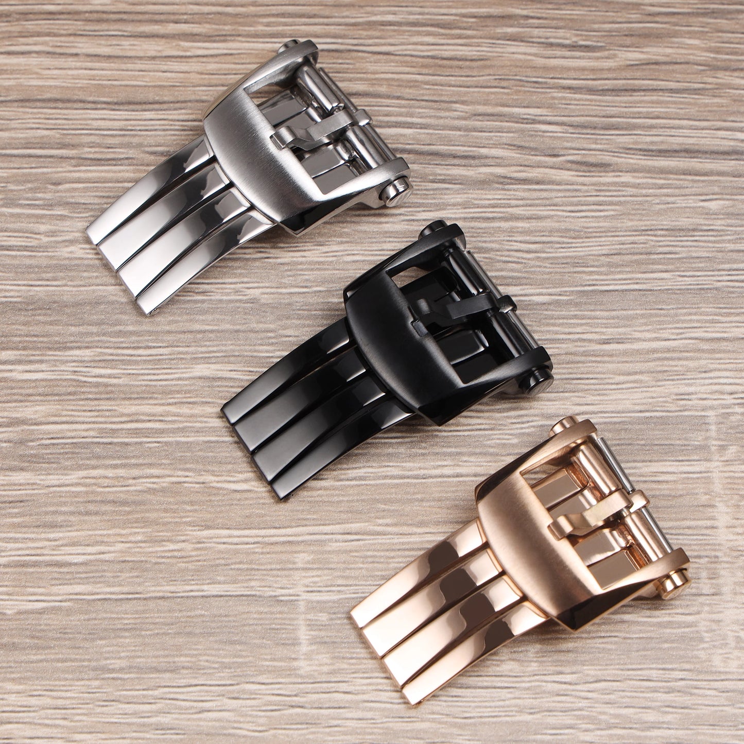 Fermoir de montre déployant en acier inoxydable massif argenté, noir et or rose, 22, 18, 20 mm, pour Breitling, accessoire boucle pliante en métal