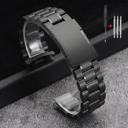 16mm 18mm 20mm 22mm 24mm extrémité droite incurvée Bracelet de montre en acier inoxydable argent or noir métal fermoir pliant Bracelet avec outil