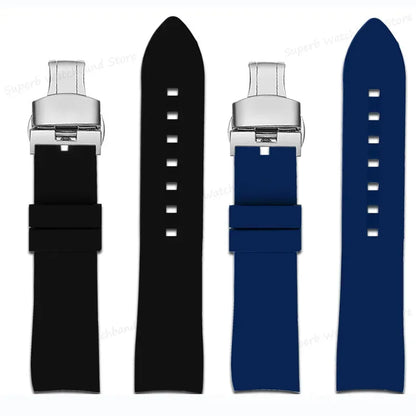 Bracelet de montre en Silicone, 18/19/20/21/22/24mm, extrémité incurvée, pour montre Rolex Water Ghost, pour Seiko, Bracelet en caoutchouc, boucle papillon
