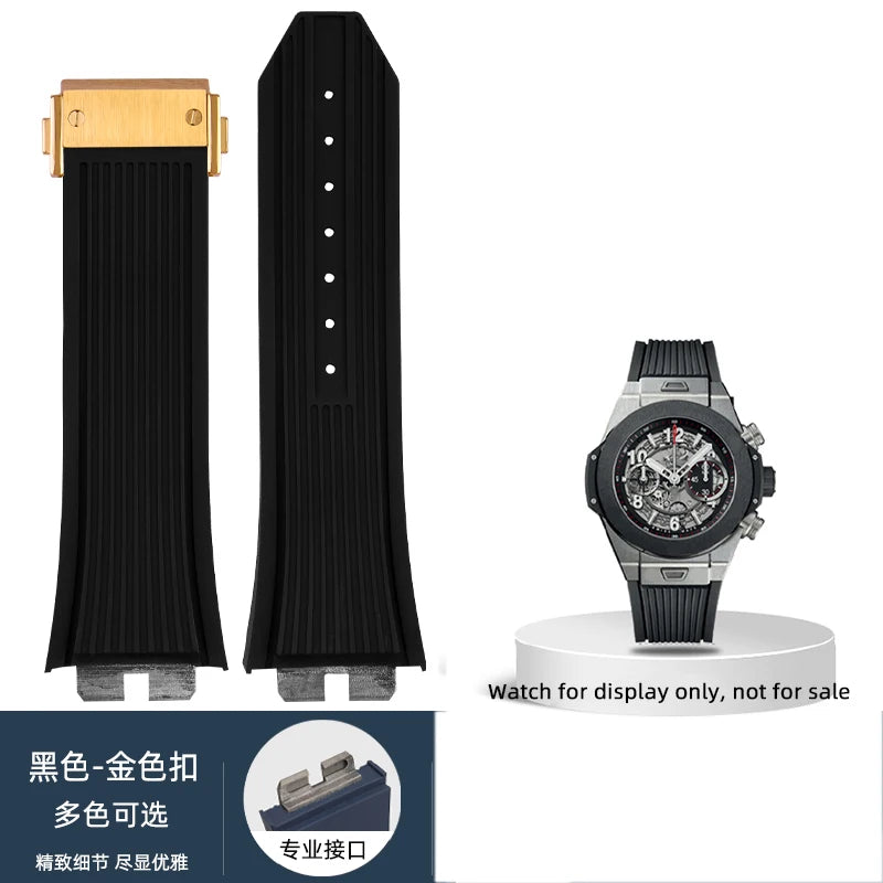 Cinturino per orologio Hublot Big Bang da uomo, cinturino in gomma fluorurata, giunto in acciaio inossidabile, a sgancio rapido, 411, 411, 421