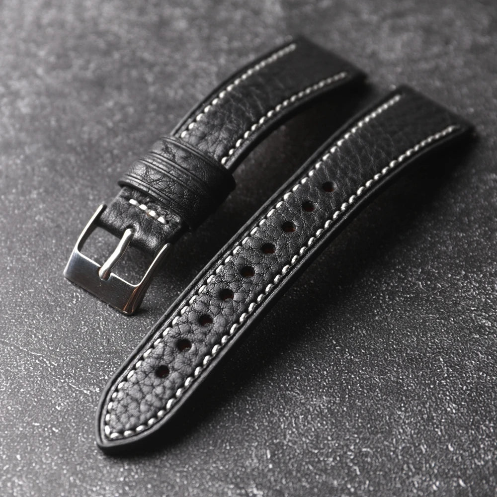 Bracciale in pelle di vacchetta fatto a mano, 18 19 20 21 22MM, cinturino morbido in vera pelle a sgancio rapido da uomo, stile vintage, vera pelle italiana