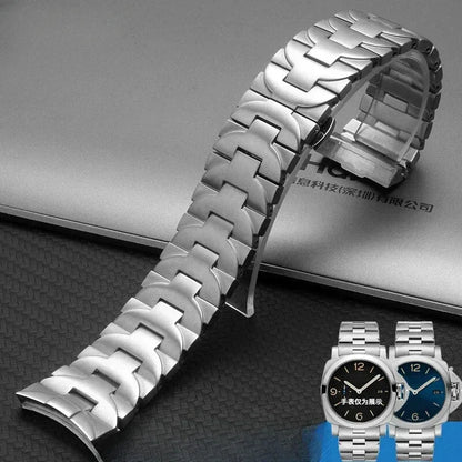 24mm pour Panerai Luminor série pam441 111 interface arc hommes bracelet de montre solide en acier inoxydable noir accessoires