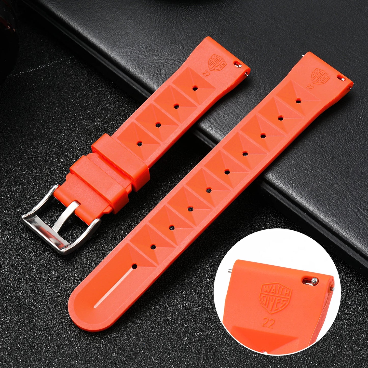 Bracelets universels en caoutchouc souple pour hommes, bracelet gaufré de qualité supérieure, étanche, pour montre de sport, 20mm 22mm