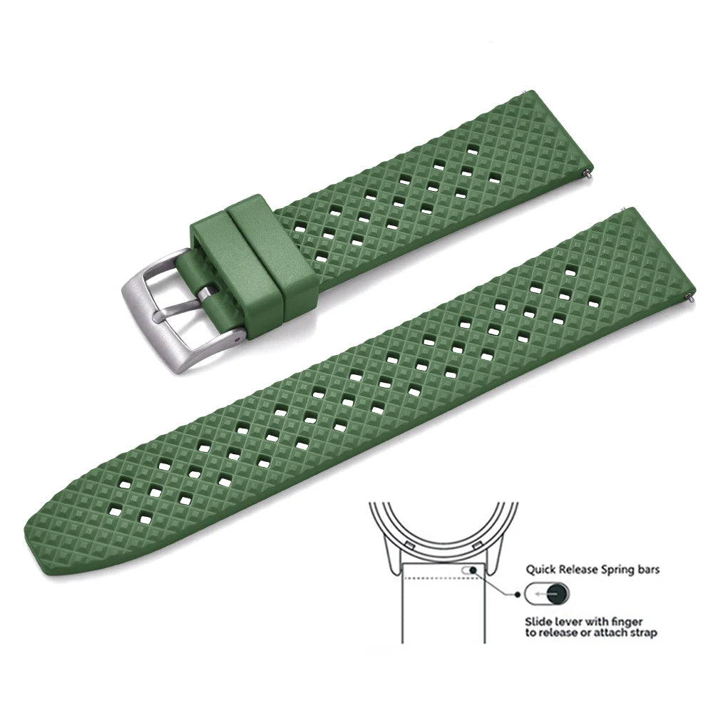 Nouveau bracelet en caoutchouc FKM fluoré nid d'abeille conçu 20mm 22mm bracelets de montre à dégagement rapide pour bracelet de remplacement de montre SRP777J1