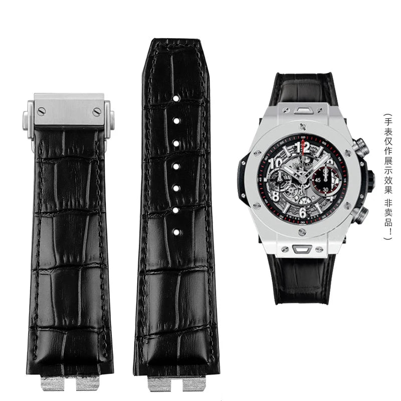 Cinturino per orologio in vera pelle bovina per Hublot, cinturino a sgancio rapido, cinturino nero, cinturino per serie Big Bang 411, alta qualità, 27mm