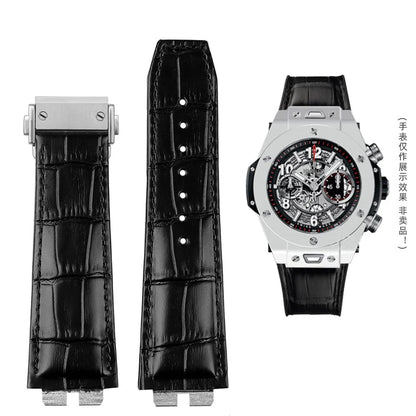 Cinturino per orologio in vera pelle bovina per Hublot, cinturino a sgancio rapido, cinturino nero, cinturino per serie Big Bang 411, alta qualità, 27mm