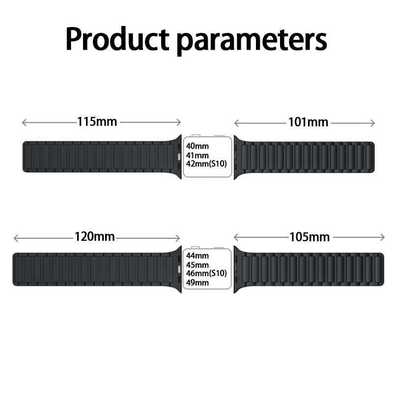 Correa con hebilla magnética para relojes Apple de 46 mm, 44 mm, 40 mm, 45 mm, 41 mm, 42 mm, correa de silicona para iWatch serie 11, 10, 9, 8, 7, 6, SE, Ultra 3