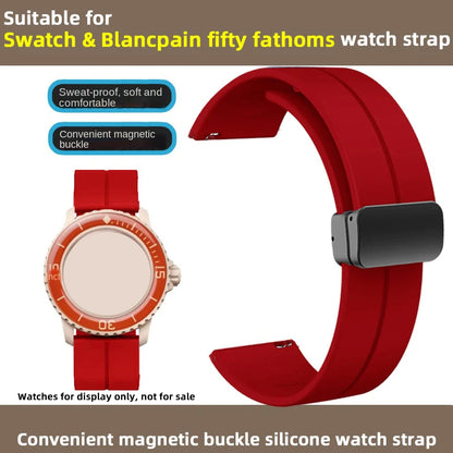Cinturino in silicone morbido da uomo e donna, per Swatch, Blancpain Fifty Fathoms, Five Ocean, blu, arancione, verde, grigio, strumento, marca Co, 22mm