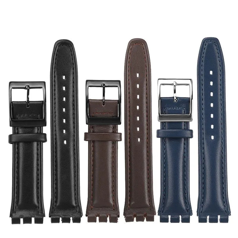 Cinturino in pelle per Swatch YCS YAS YGS IRONI Cinturino in pelle di vitello 17mm 19mm Uomo Donna Nero Rosa Rosso Bianco Blu