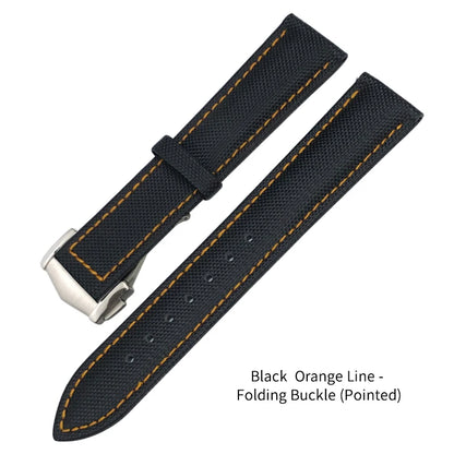 Canvas and Leather Watch Strap, 20mm, 22mm, 19mm, 21mm, for Omega Watch, Seamaster, Diver 300 Moon, AT150 AQUA TERRA, Nylon Bracelet Tools