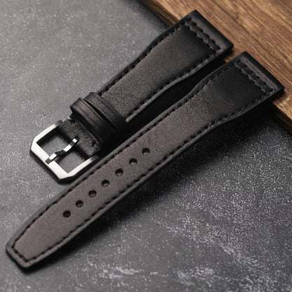Cinturino in pelle di vacchetta con testa di pilota fatto a mano, braccialetto da uomo marrone nero 20 mm 22 mm 21 mm, cinturino per orologio in vera pelle stile vintage