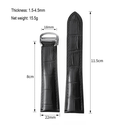 New Crocodile Pattern Watch Strap 18mm 20mm 22mm Genuine Leather Folding Buckle Watchband for Omega for Cartier Tank Solo