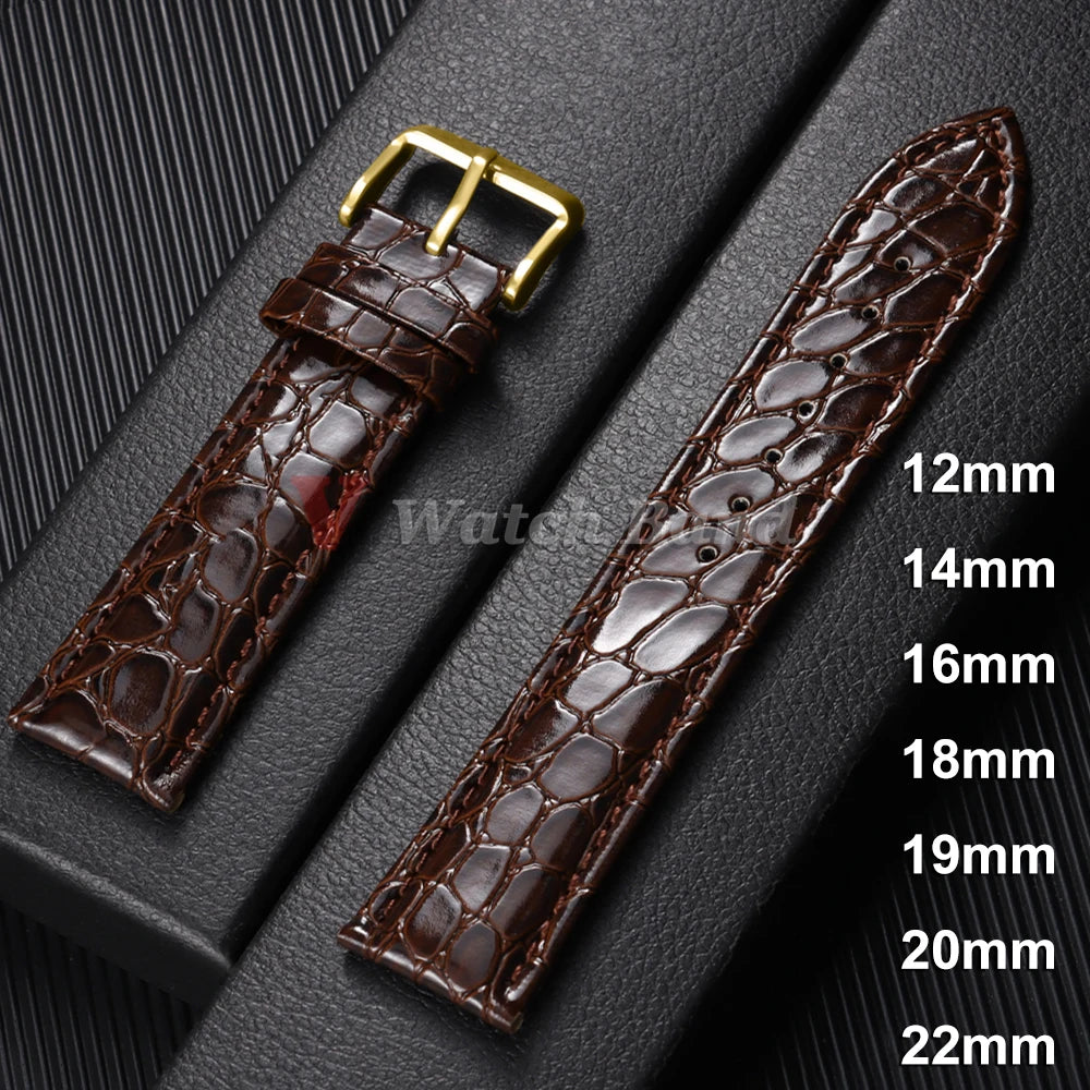Cinturino per orologio con motivo coccodrillo, 12mm, 14mm, 16mm, 18mm, 19mm, 20mm, 22mm, cinturini morbidi, casual, per affari