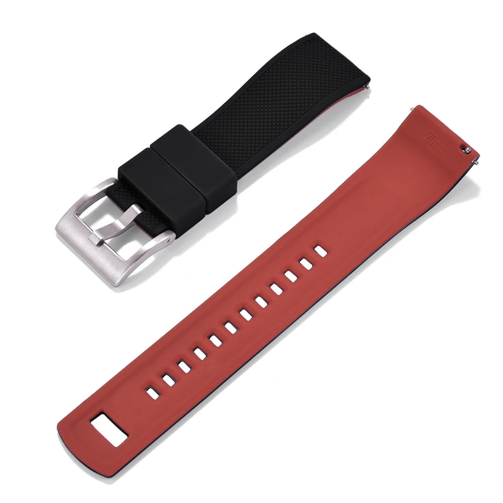 Nouveau bracelet de montre en Silicone Double couleurs personnalisé à dégagement rapide 20mm 22mm bracelet de montre doux Durable bracelets de montre de remplacement ceintures
