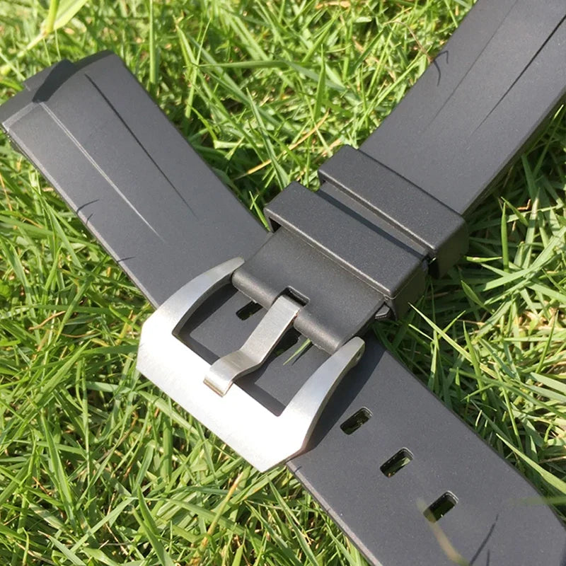 Bracelet de montre en caoutchouc naturel à extrémités courbes, 24mm, pour Panerai LUMINOR PAM00357 00111 01312, bracelet de montre en Silicone, outils gratuits