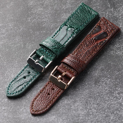 Handmade genuine high quality ostrich foot leather 18 19 20 21 22MM brown green genuine leather Vintage Strap for men Vintage