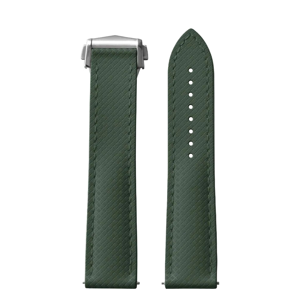 OZE Bracelet montre en Caoutchouc fluorocarbone - Surpiqures / Motif Racing - Déployante - Universel