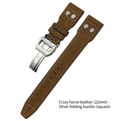 Bracelet de montre en cuir de vachette Rivet Optics, bracelet de montre en cuir véritable, IWC, Suffino 77, Suff5009, Big Pilot, Spitfire, Le Petit Prince, 21mm, 22mm