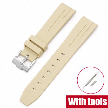 Curved End Rubber Strap for MoonSwatch, 20mm, for Men and Women, Waterproof Sport Watch Band