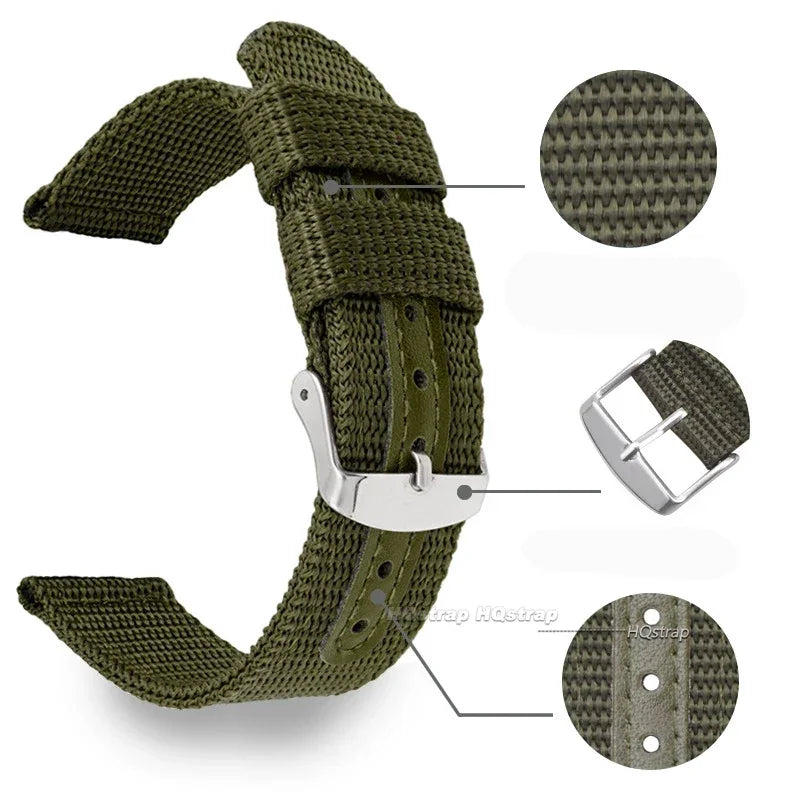 Cinturino per orologio in tela di Nylon intrecciato, cintura morbida, cinturino universale in pelle per uomo donna, cinturino sportivo da 18mm 20mm 22mm 24mm