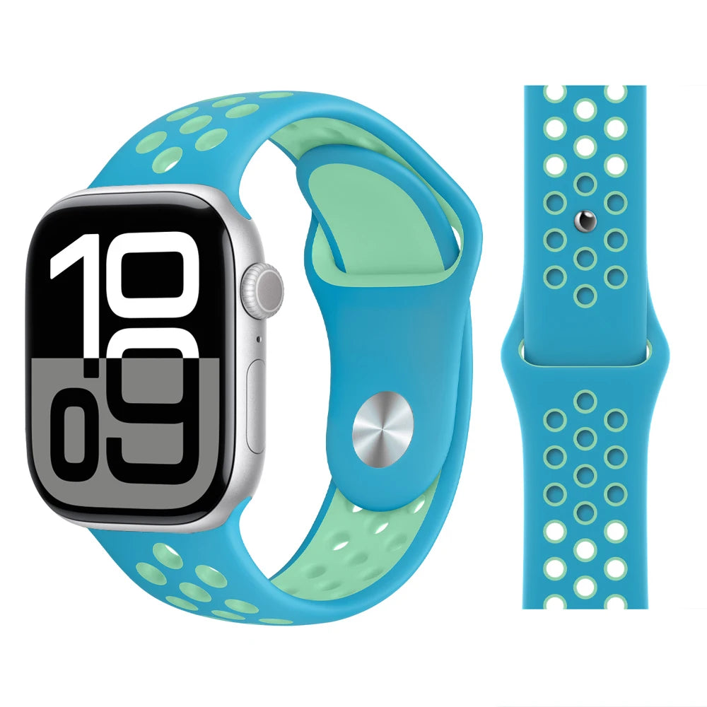 Bracelet en Silicone pour bracelets de montre Apple 46mm 44mm 45mm 40mm 41mm 42mm, Bracelet de Sport Correa iWatch série 11 10 9 SE 8 7 6 5