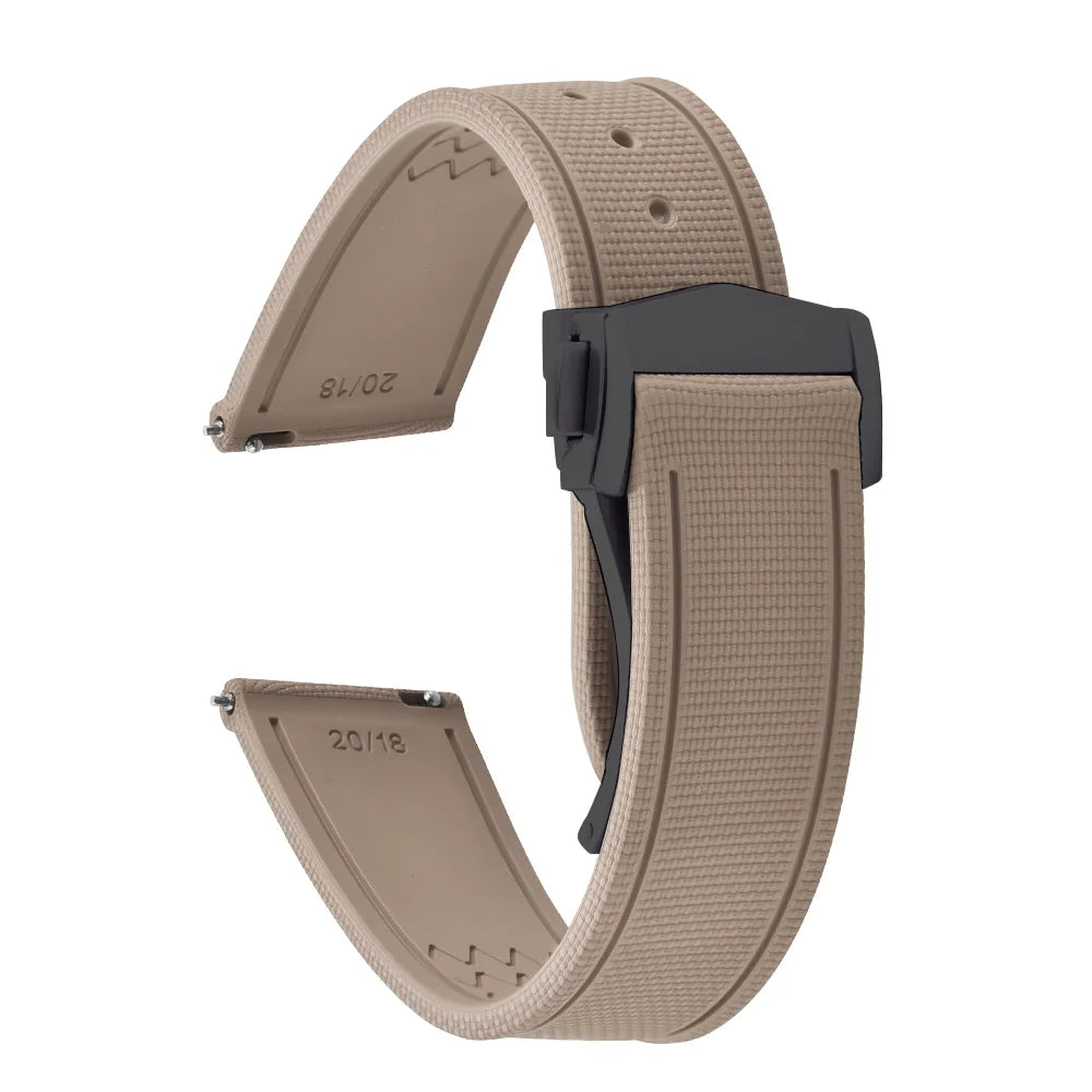 Premium Quality FKM Soft Rubber Watch Strap 20mm 21mm 22mm Sailcloth Texture Sport Band Quick Release Universal Watchband for DLug