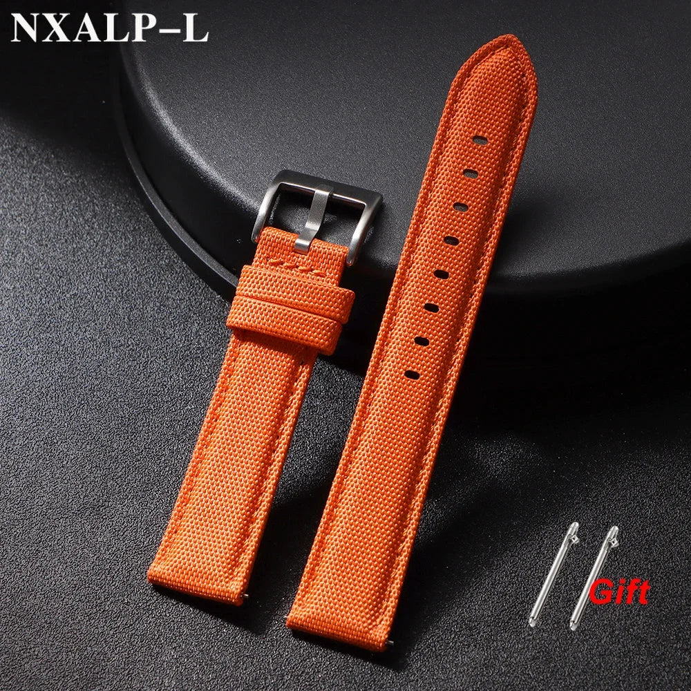 Bracelet de montre en cuir voile de qualité, 20mm 22mm, pour Seiko pour Omega, tissu en Nylon, accessoires de bracelet à dégagement rapide