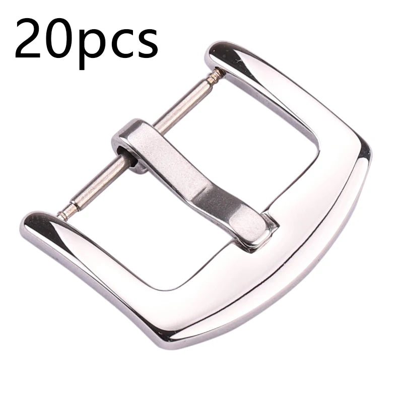 Boucles de bracelet de montre en métal, fermoirs en acier inoxydable, argent, noir, or, accessoires, vente en gros, 18mm, 20mm, 22mm, 24mm, 20 pièces