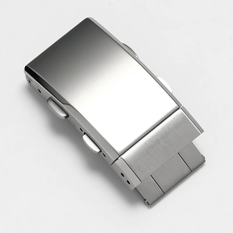 316L Stainless Steel Watch Buckle 16mm 18mm 20mm 22mm, Double Push Button Folding Clasp, Brushed Metal Watch Strap Clasp