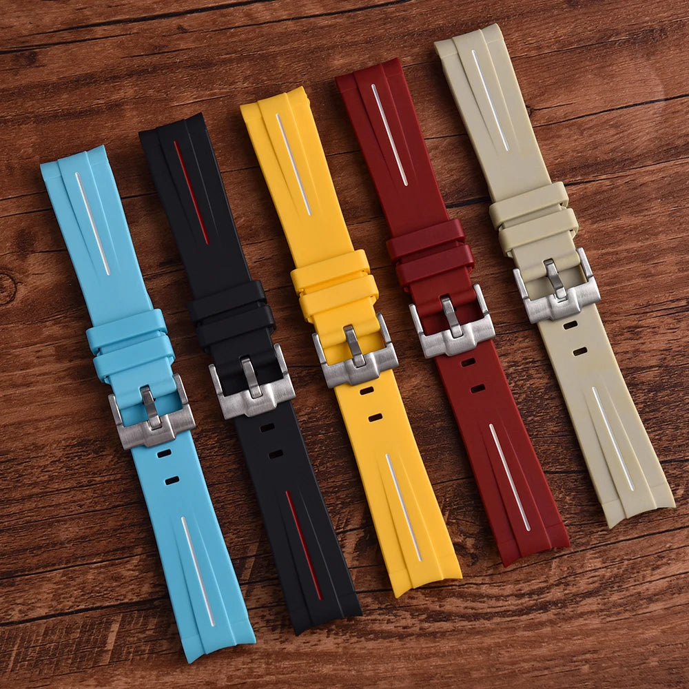 STAPELP Bracciale per orologio in gomma con estremità curva da 20 mm adatto per Omega X s-watch Joint Moon cinturini per orologi uomo donna Cinturino impermeabile
