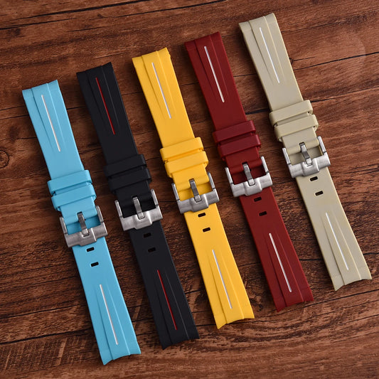 STAPELP Bracciale per orologio in gomma con estremità curva da 20 mm adatto per Omega X s-watch Joint Moon cinturini per orologi uomo donna Cinturino impermeabile