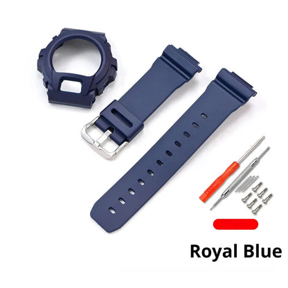 Cinturino sportivo in resina TPU per Casio G-SHOCK DW-6900 DW-6600 DW-3230, cinturino in gomma impermeabile da uomo, kit di ricambio con custodia protettiva