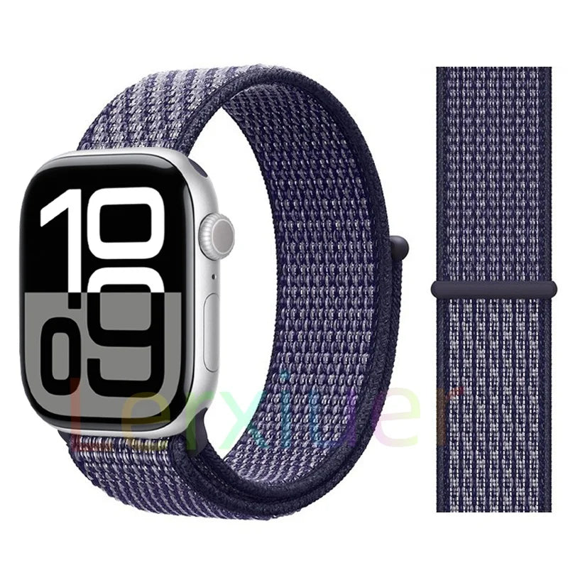 适用于 Apple Watch 46mm 44mm 45mm 40mm 41mm 42mm 的尼龙回环表带，适配 iWatch 系列 11 10 9 SE 8 7 6 5 4 Ultra 3 2 49mm