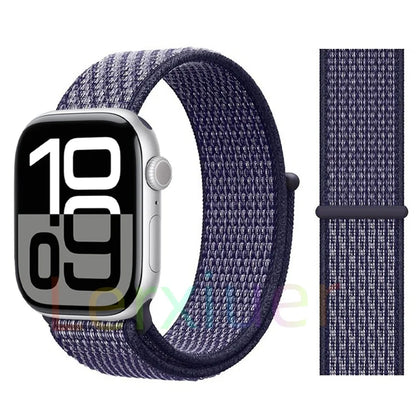适用于 Apple Watch 46mm 44mm 45mm 40mm 41mm 42mm 的尼龙回环表带，适配 iWatch 系列 11 10 9 SE 8 7 6 5 4 Ultra 3 2 49mm
