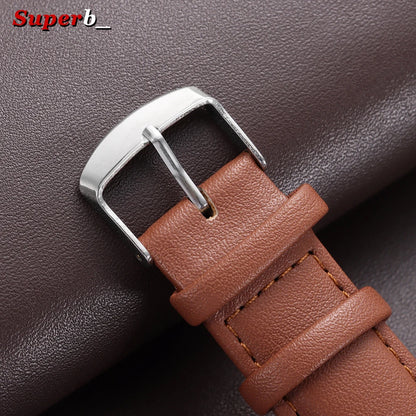 Bracelet de montre de remplacement en PU souple de 14 mm, 16 mm, 18 mm, 20 mm, 22 mm, 24 mm, bracelet de montre décontracté pour homme avec boucle en acier inoxydable