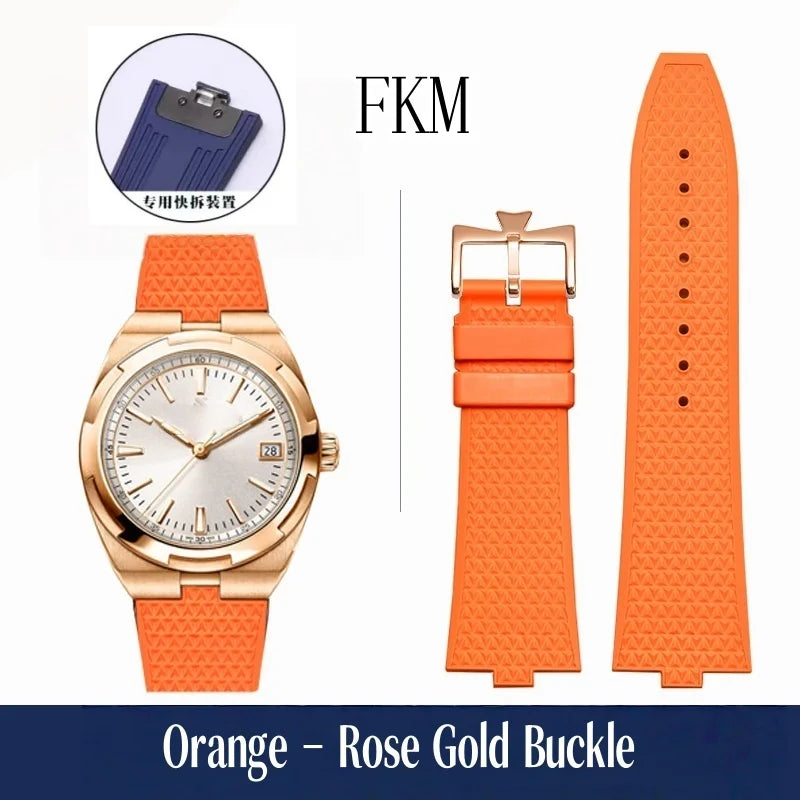 Bracelet de montre en caoutchouc Fluoros FKM à dégagement rapide, pour bracelet Vacheron VC Overseas 4300V 4500V 5500V 7900V, 24x7mm