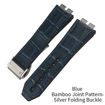 Cinturino per orologio in vera pelle di alta qualità a sgancio rapido da 27 mm per Hublot Big Bang 411, cinturino in pelle bovina con fibbia deployante da uomo