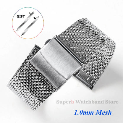 Bracelet de montre en acier inoxydable tissé milanais, bracelet de montre, Rolex, Omega, IWC, 18mm, 20mm, 22mm, 1.0mm, 0.6mm, haute qualité