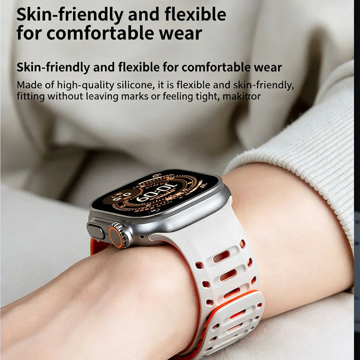 Silicone Band with Magnetic Metal Clasp for Apple Watch Ultra 3 Ultra 2 S11/10/8/7 49mm 45 44 42 41mm