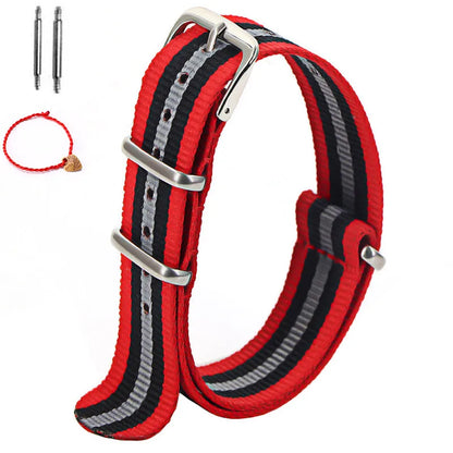 Bracelet de montre à rayures de remplacement pour hommes et femmes, en Nylon, avec boucle ardillon argentée, 16MM 18MM 20MM 22MM, bracelet à dégagement rapide