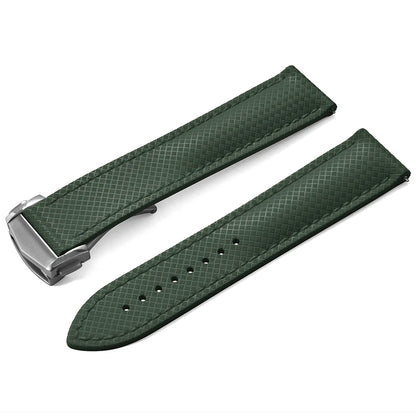 Cinturino per orologio in gomma FKM testurizzata per d-elug, fibbia deployante Premium a sgancio rapido, impermeabile, flessibile, 20mm 22mm