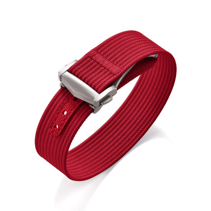 Ribbed Nylon Military Watch Strap 18mm 20mm 22mm with FKM Rubber Deployment Buckle, Sports Bracelet for Men Omega/Tudor/Seiko