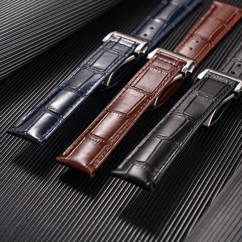 Bracelet en cuir d'origine pour montre Omega Speed Seamaster, 19mm, 20mm, 21mm, 22mm, fermoir déployant, bracelet en cuir à dégagement rapide en bambou pour hommes