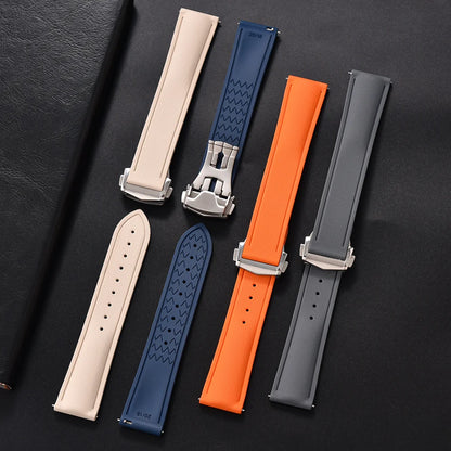 Bracelet de montre déployant de sport à motif tissé de haute qualité, 20mm 21mm 22mm, bracelet de montre en caoutchouc FKM