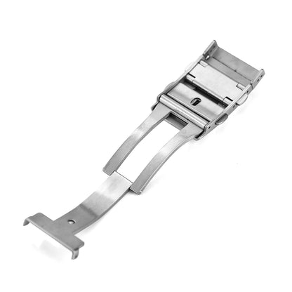 Fermaglio di sicurezza a doppio pulsante argentato, 18 mm 20 mm 22 mm, chiusura per cinturino di orologio in acciaio inossidabile, fibbia per orologio solida pieghevole estesa per Seiko