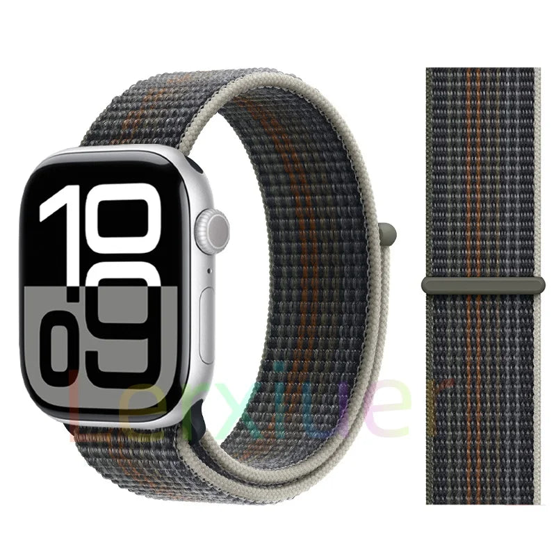 适用于 Apple Watch 46mm 44mm 45mm 40mm 41mm 42mm 的尼龙回环表带，适配 iWatch 系列 11 10 9 SE 8 7 6 5 4 Ultra 3 2 49mm